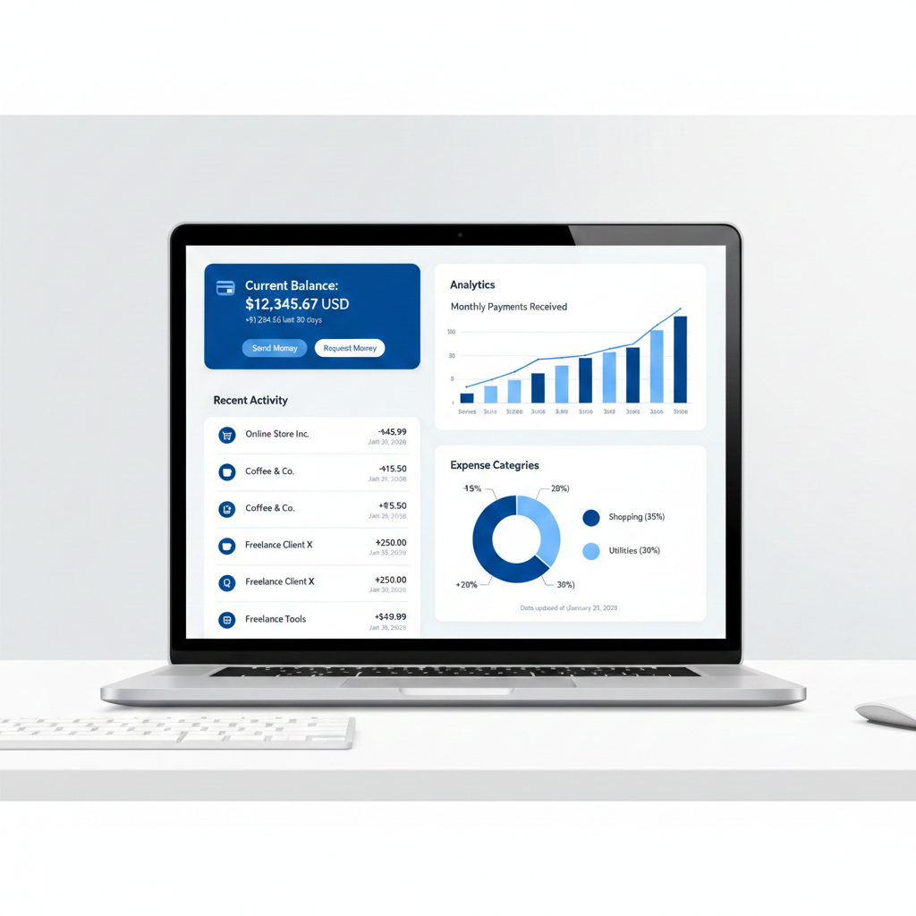 PayPal Dashboard overview showing payments and account balance